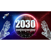 星空点线星球虚拟手势背景的科技风PPT模板下载