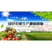蓝天白云农田蔬菜背景的绿色农业PPT模板下载