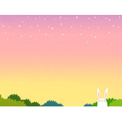 粉色天空可爱小兔子PPT图片