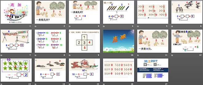 《连加连减》6-10的认识和加减法PPT课件3