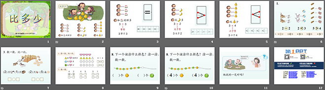 《比多少》1-5的认识和加减法PPT课件