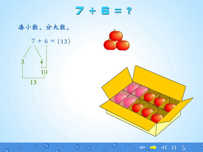 《7+6=？》20以内的进位加法Flash动画课件