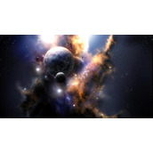朦胧的星球体PPT背景图片