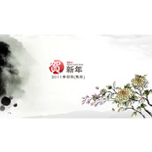新年菊花PPT模板