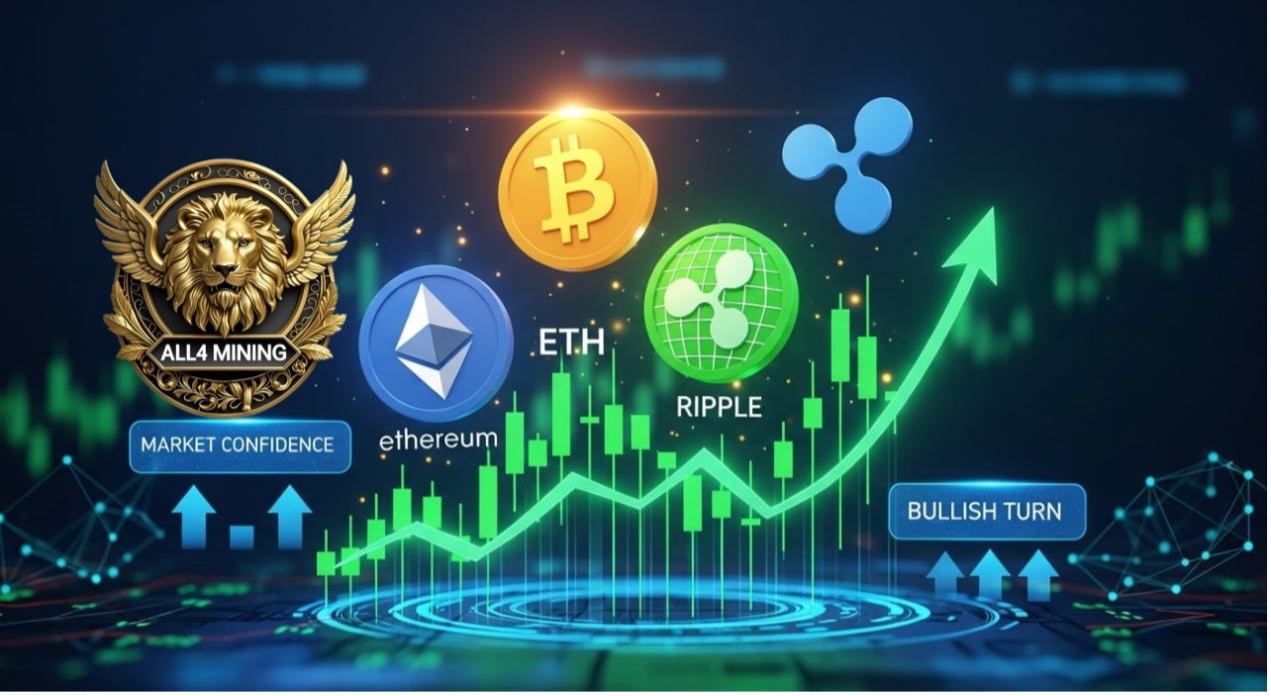 BTC、ETH和XRP的上涨引发投资者贪婪——ALL4 Mining展示如何实现每日9060美元收益