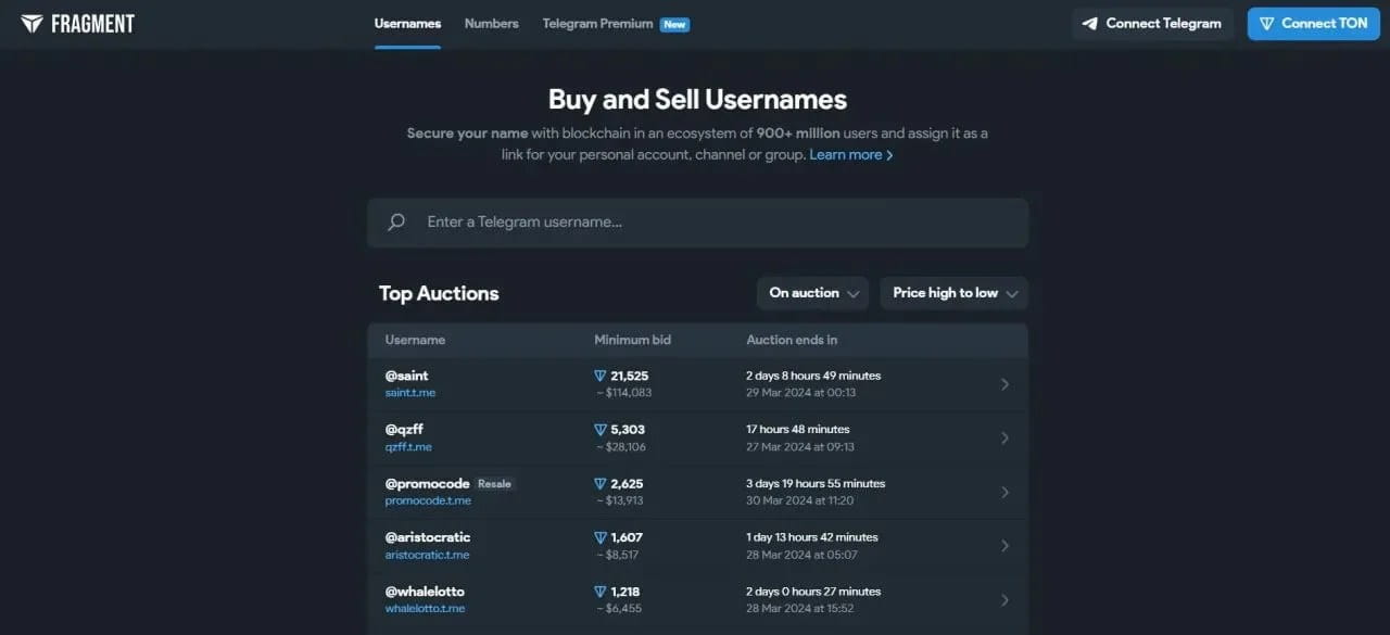 Fragment平台TON区块链交易指南：买卖Telegram用户名教程