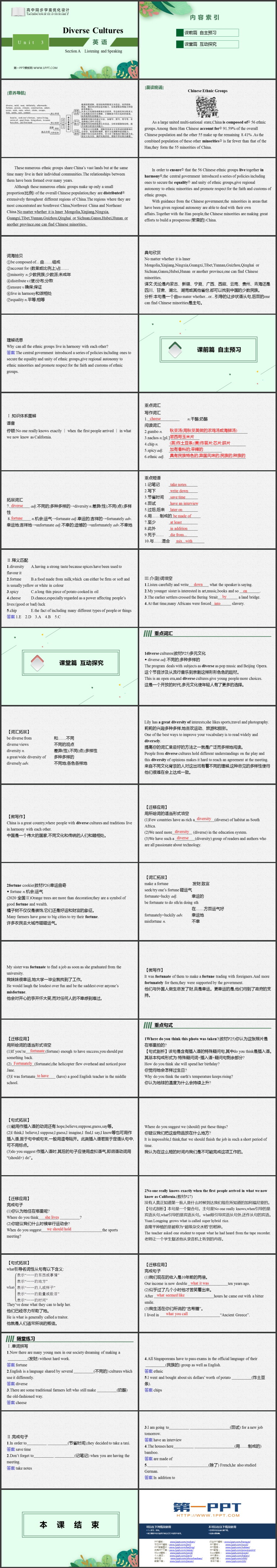 《Diverse Cultures》SectionA 教学课件