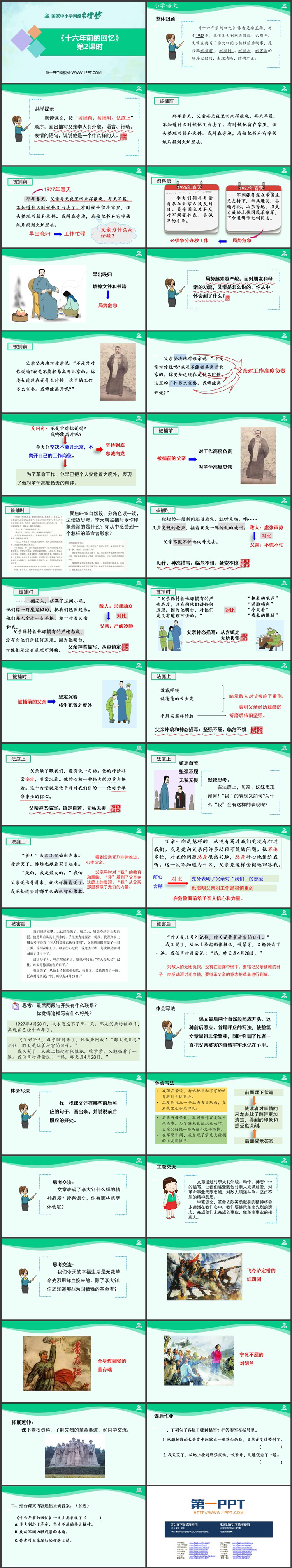 《十六年前的回忆》第二课时PPT教学课件下载