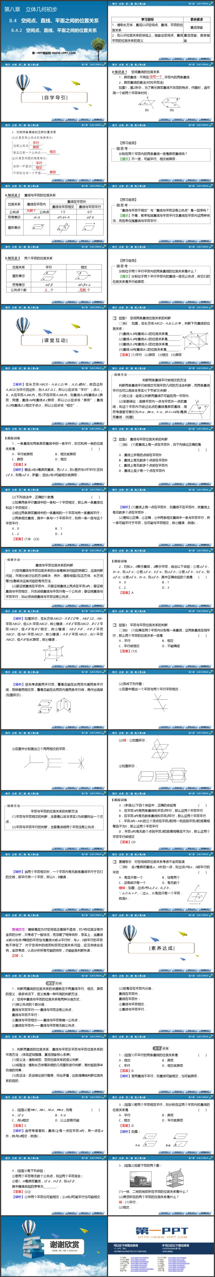 《空间点 直线 平面的位置关系》立体几何入门PPT免费课件