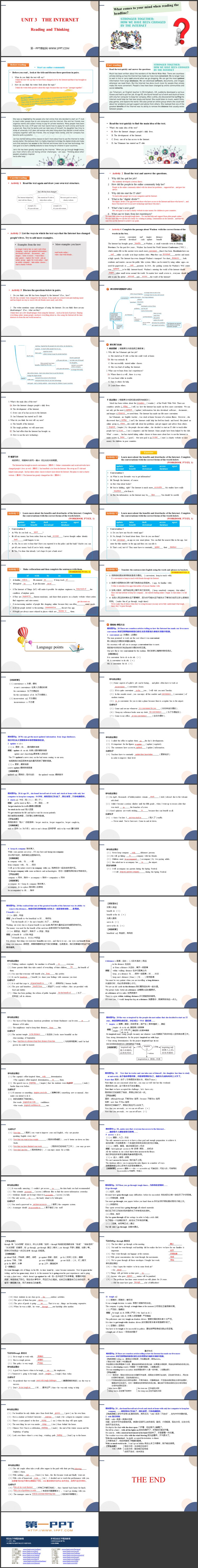 《The Internet》Reading and Thinking 教学课件PPT