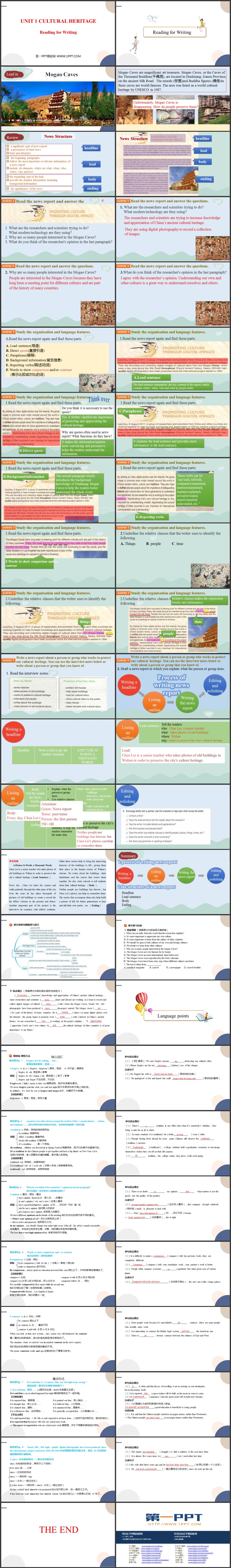 《Cultural Heritage》Reading for Writing 教学课件PPT