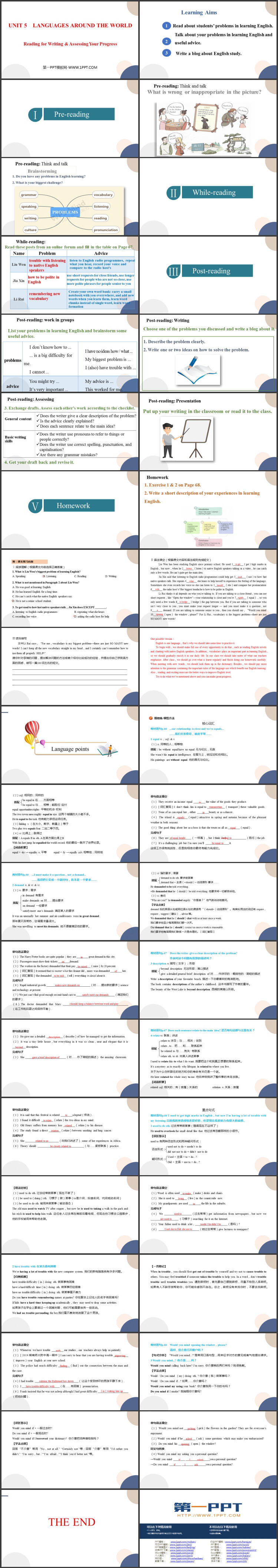 《Languages Around The World》Reading for Writing and Assessing Your Progress PPT课件