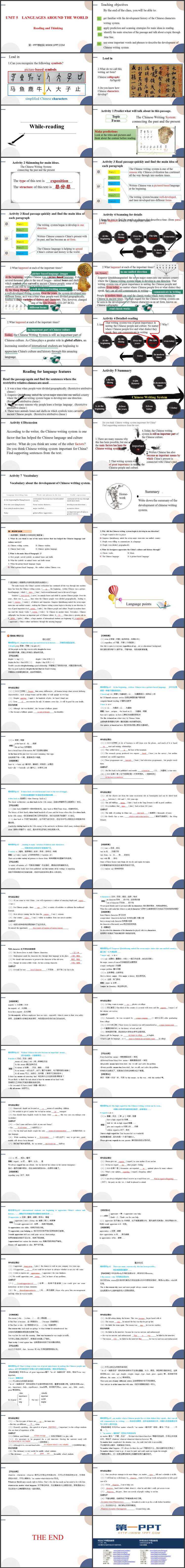 《Languages Around The World》Reading and Thinking 教学课件PPT
