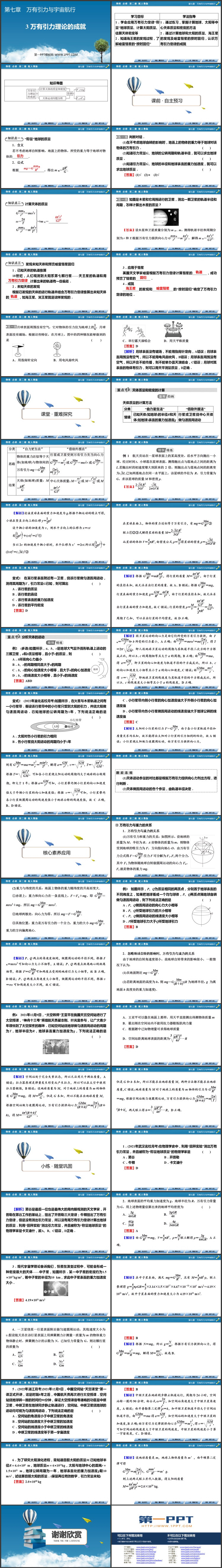 《万有引力理论的成就》万有引力与宇宙航行PPT免费课件