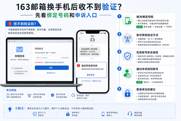 163邮箱换手机后收不到验证?先看绑定号码和申诉入口