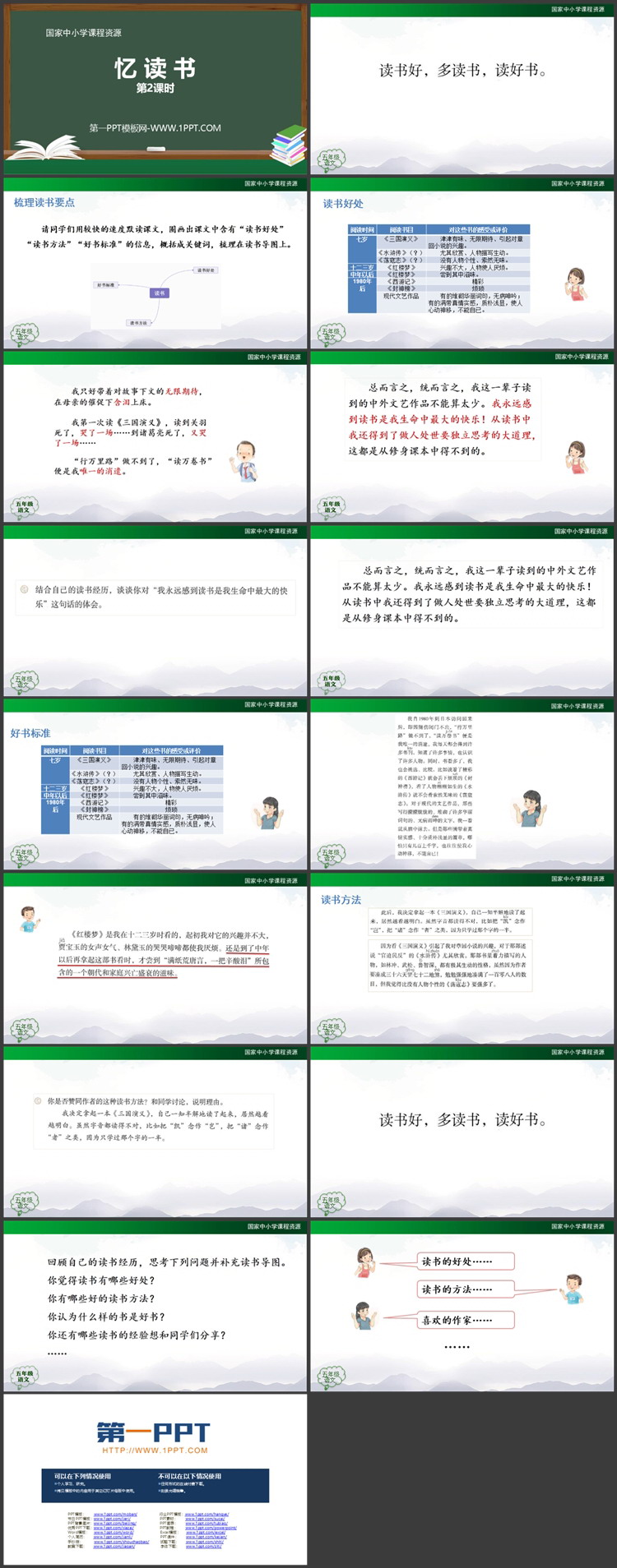 《忆读书》PPT课件免费下载：第二课时