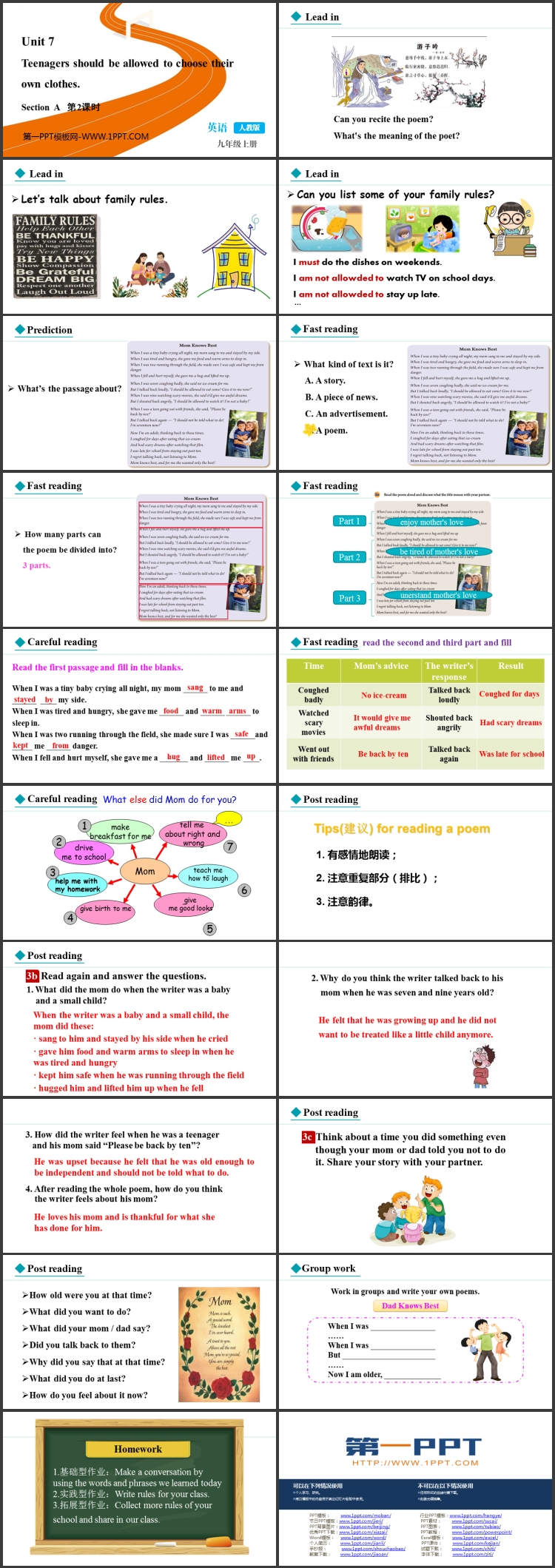 《Teenagers should be allowed to choose their own clothes》SectionA 教学课件下载（第二课时）