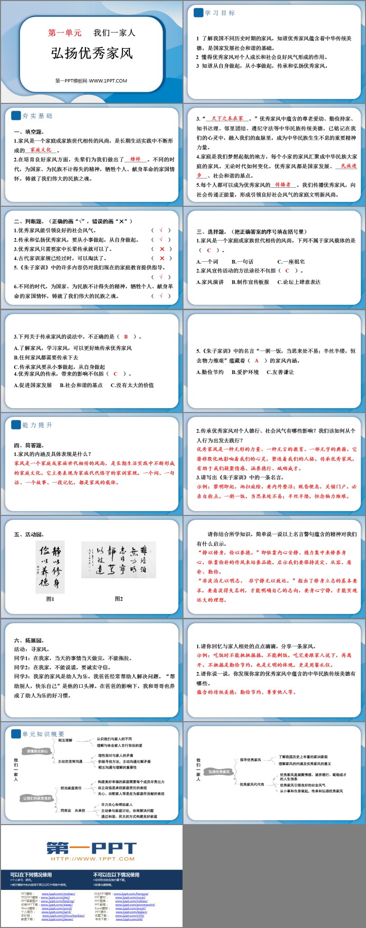 《弘扬优秀家风》优质PPT教学课件