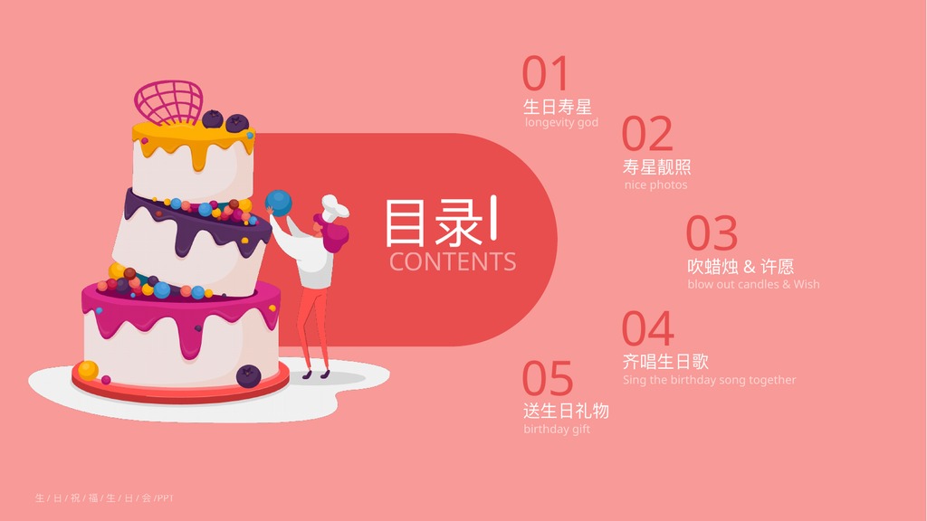 红色生日祝福员工庆生会PPT模板
