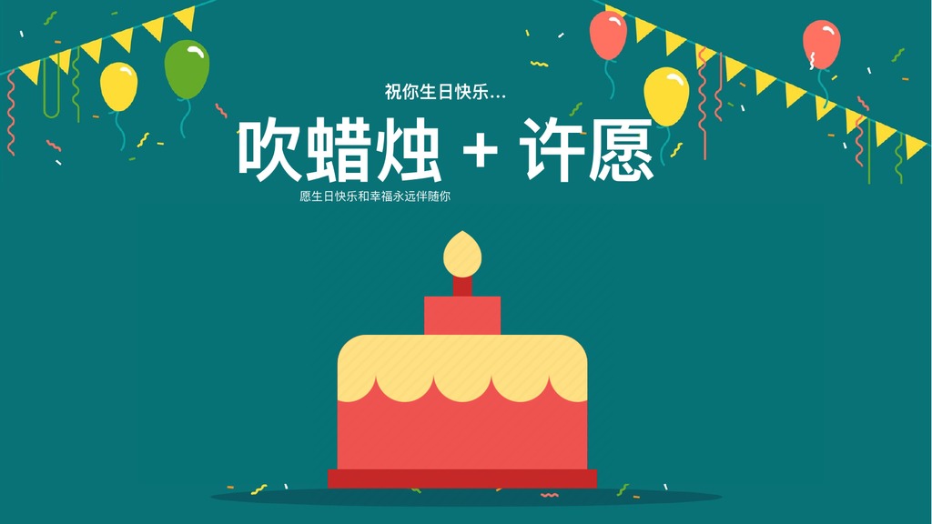 清新祝福寿星员工生日会PPT模板