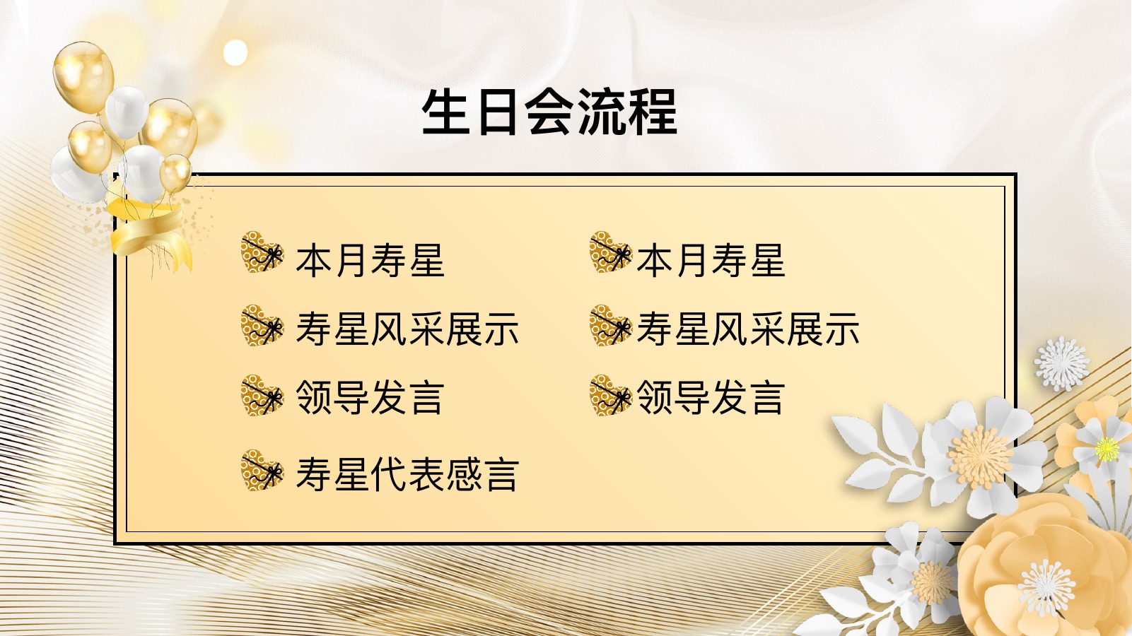 企业本月寿星生日会流程PPT模板