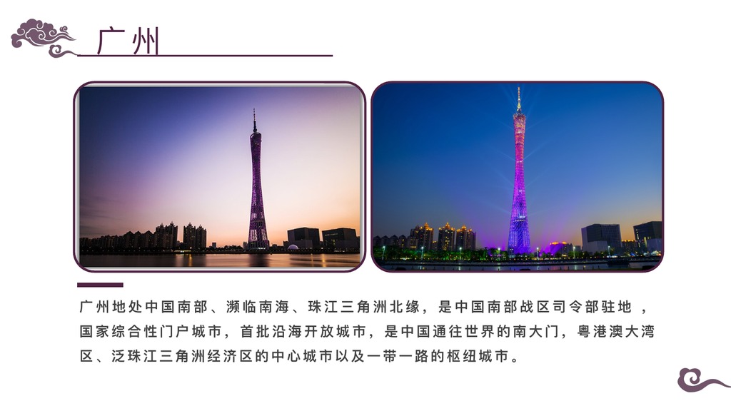 广州印象城市景点介绍PPT模板