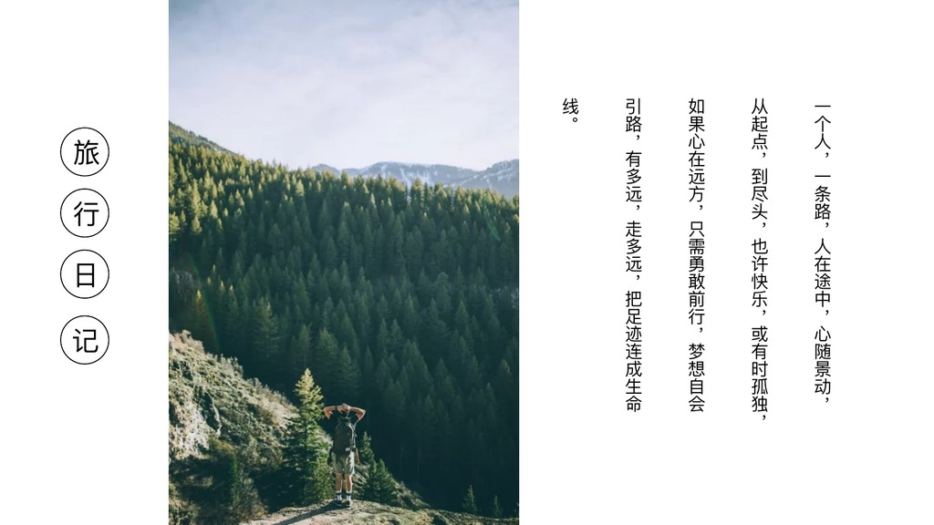 一个人的旅行日记相册PPT模板