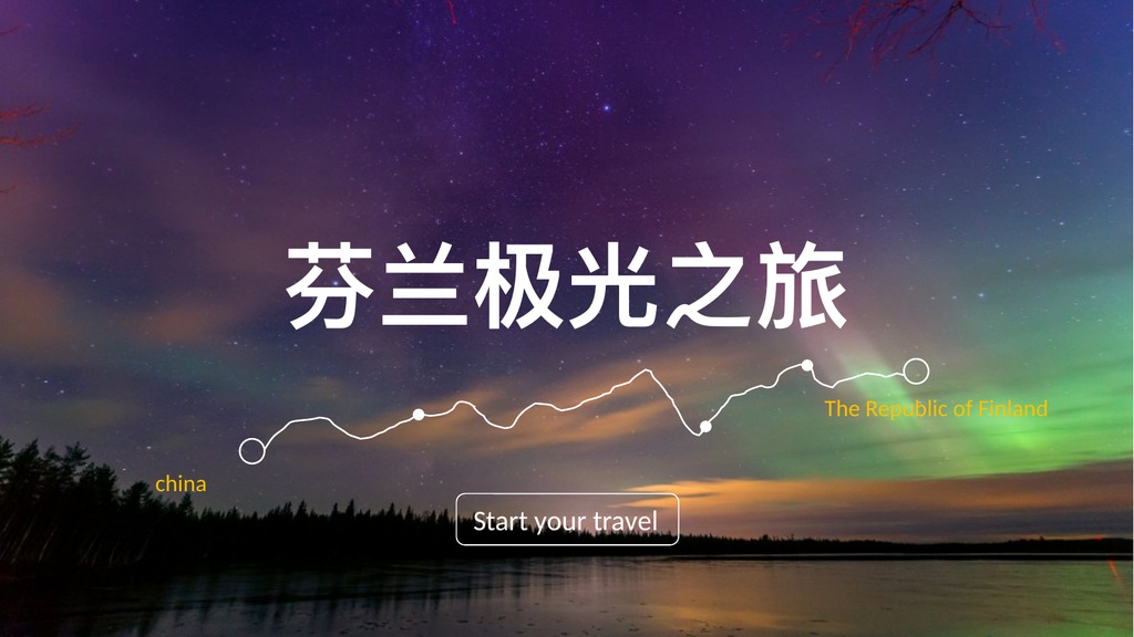 芬兰极光之旅PPT模板