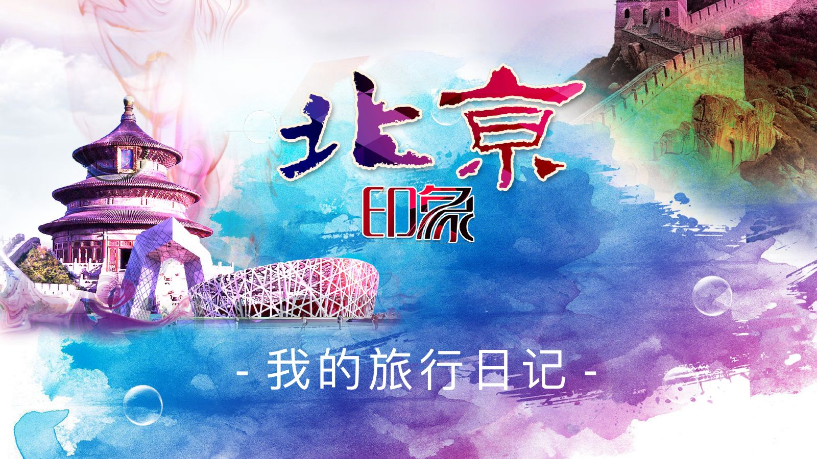 北京印象旅行日记PPT模板