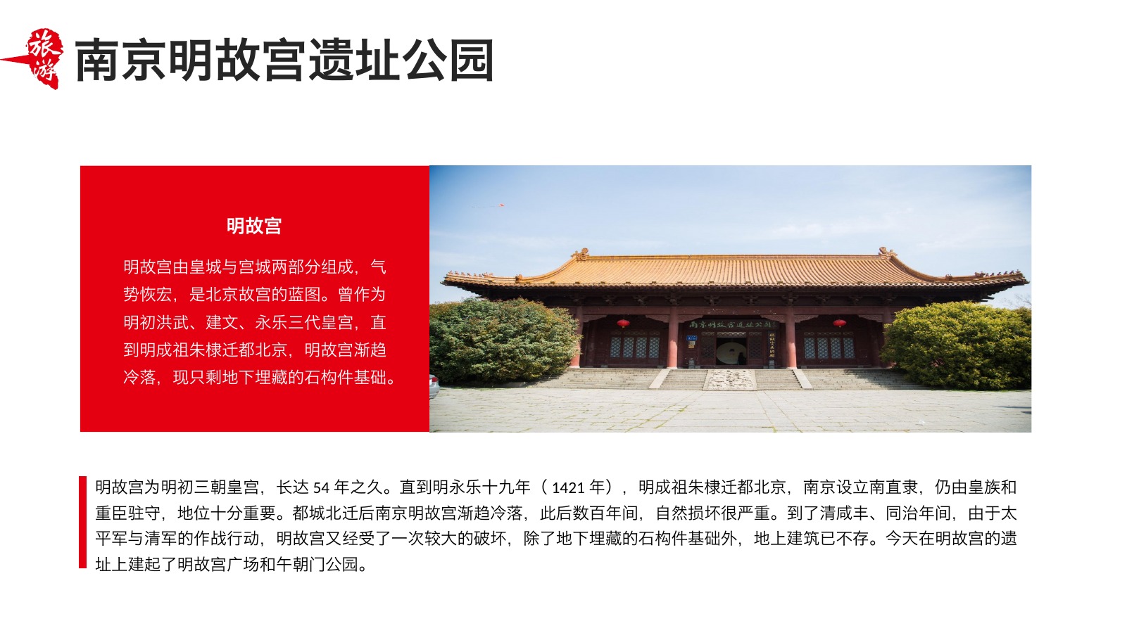 魅力南京景点行程PPT模板