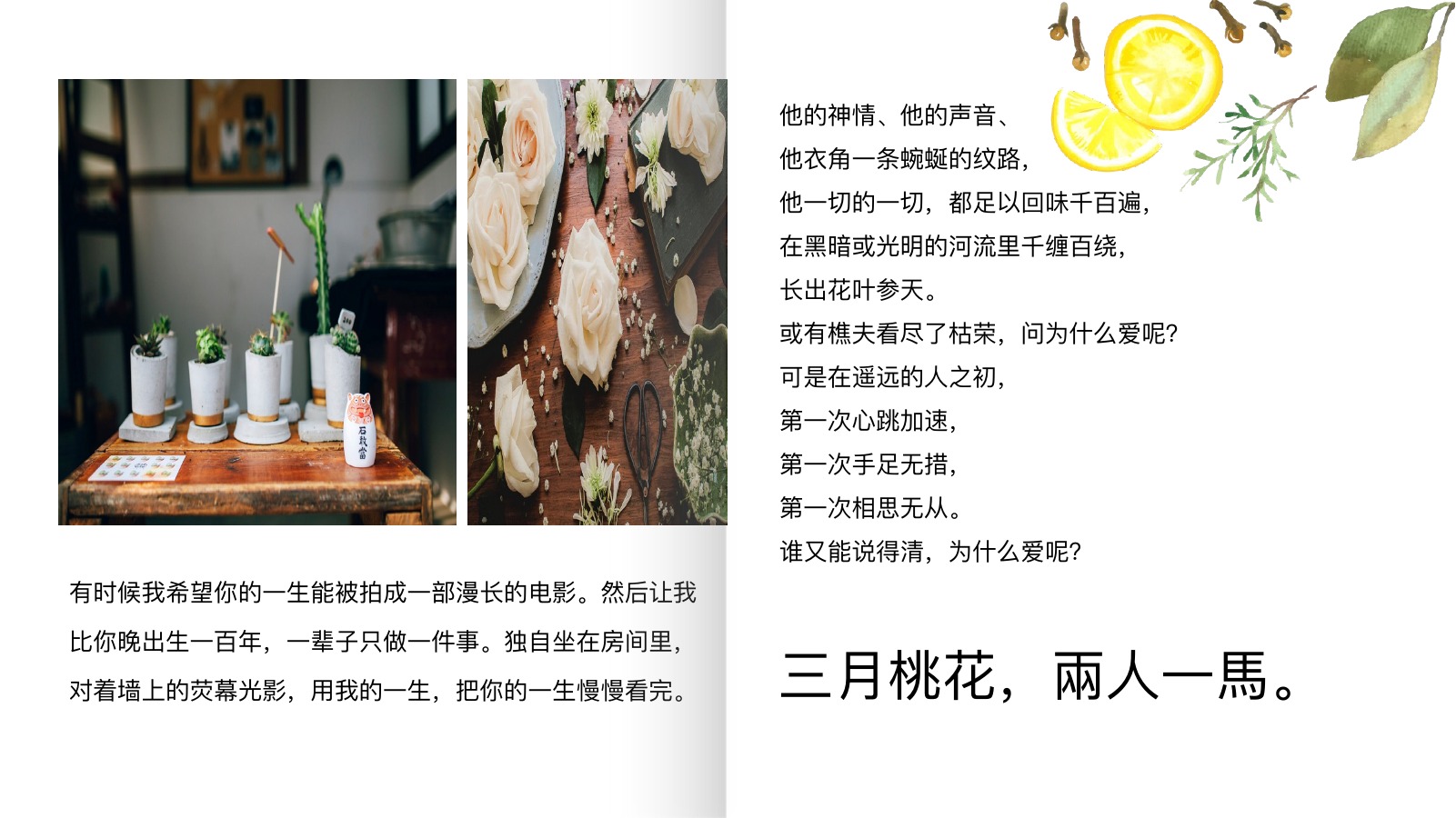 三月桃花文艺情感PPT模板