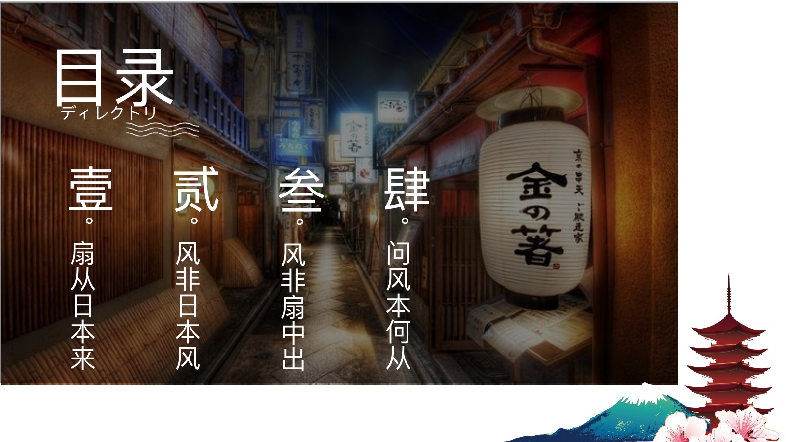 日本风景日式街巷PPT模板