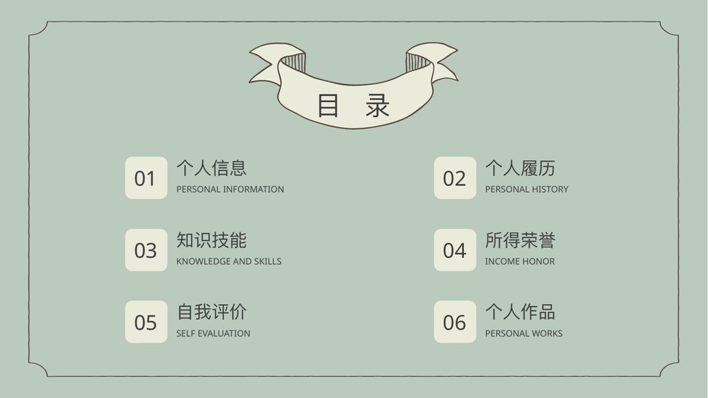 薄荷绿个人竞聘简历PPT模板