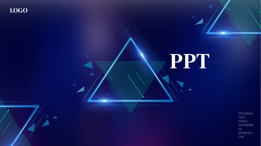 紫蓝三角粒子企业介绍PPT模板