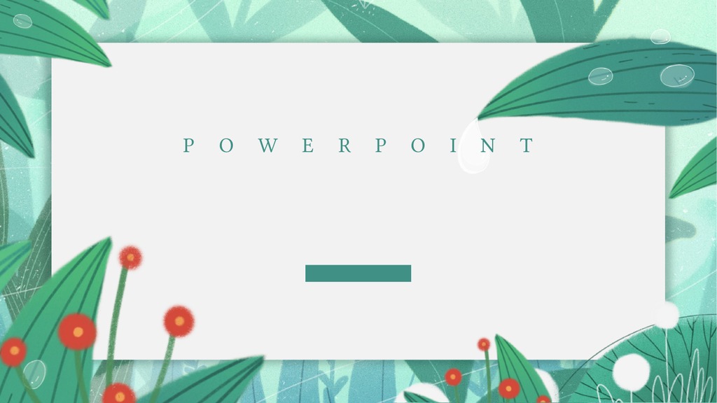 绿叶雨伞清新课程PPT课件