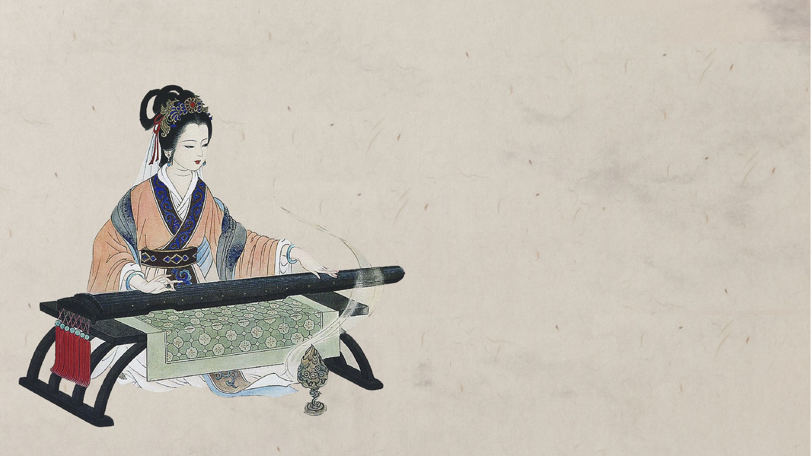 仕女古琴雅韵PPT模板